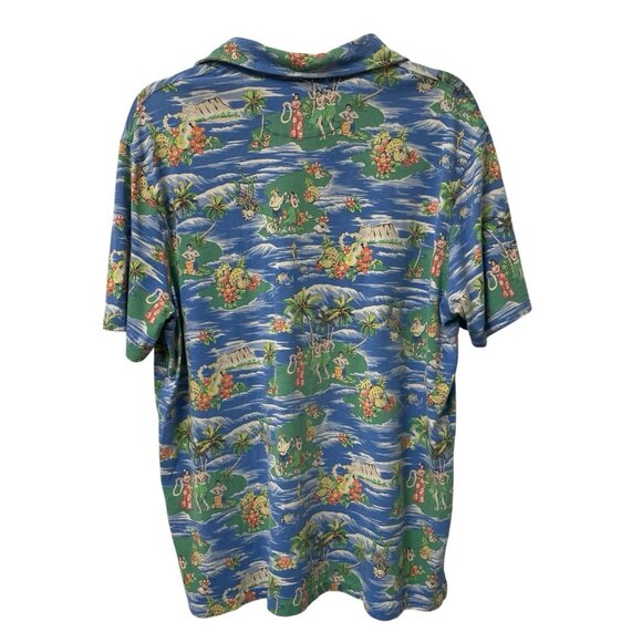 POLO RALPH LAUREN SHIRT HAWAIIAN HULA GIRL ALL OVER PRINT MENS M COTTON POLO - Picture 2 of 9